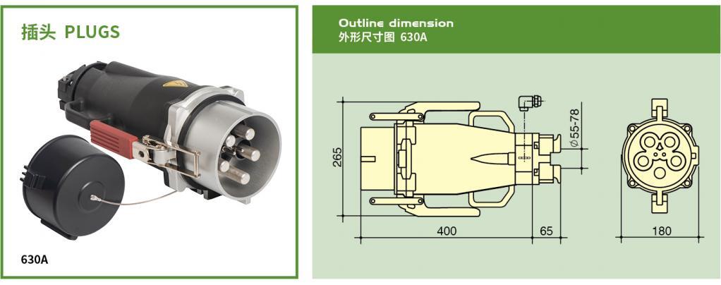 160A/200A/250A/400A/630A Industrial High Current Plugs