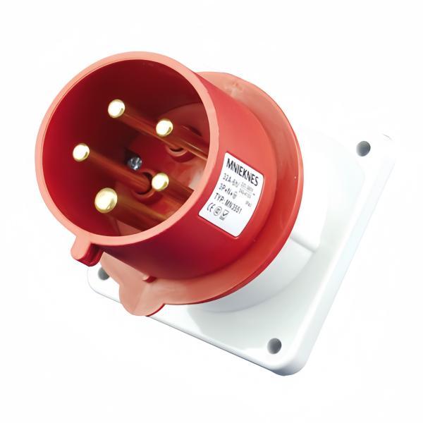 32A 3P+N+PE IP44 Industrial Panel-Mounted Plugs