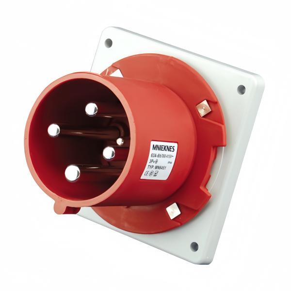 63A 3P+PE IP44 Industrial Panel-Mounted Plugs